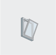 Illustration of a slightly open double-hung window with blue-tinted glass and a gray frame against a plain background. The window is tilted to the right, revealing part of its interior structure, highlighting its potential for natural ventilation.